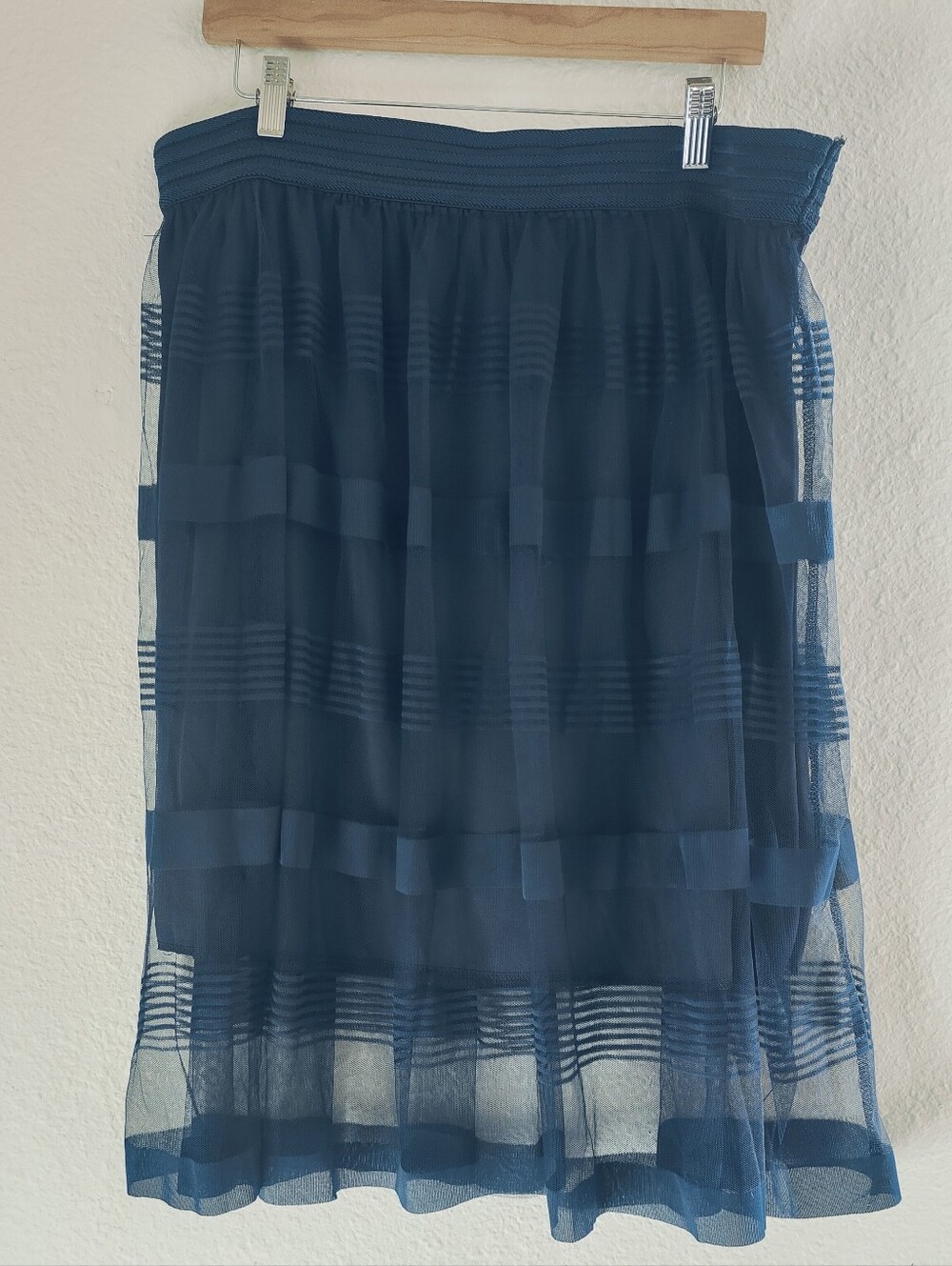Metro wear Blue Tiered Mesh A-Line Skirt